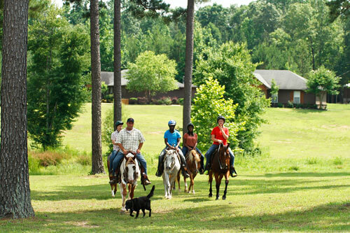 Lady leads a group of riders during a photo shoot in 2014.